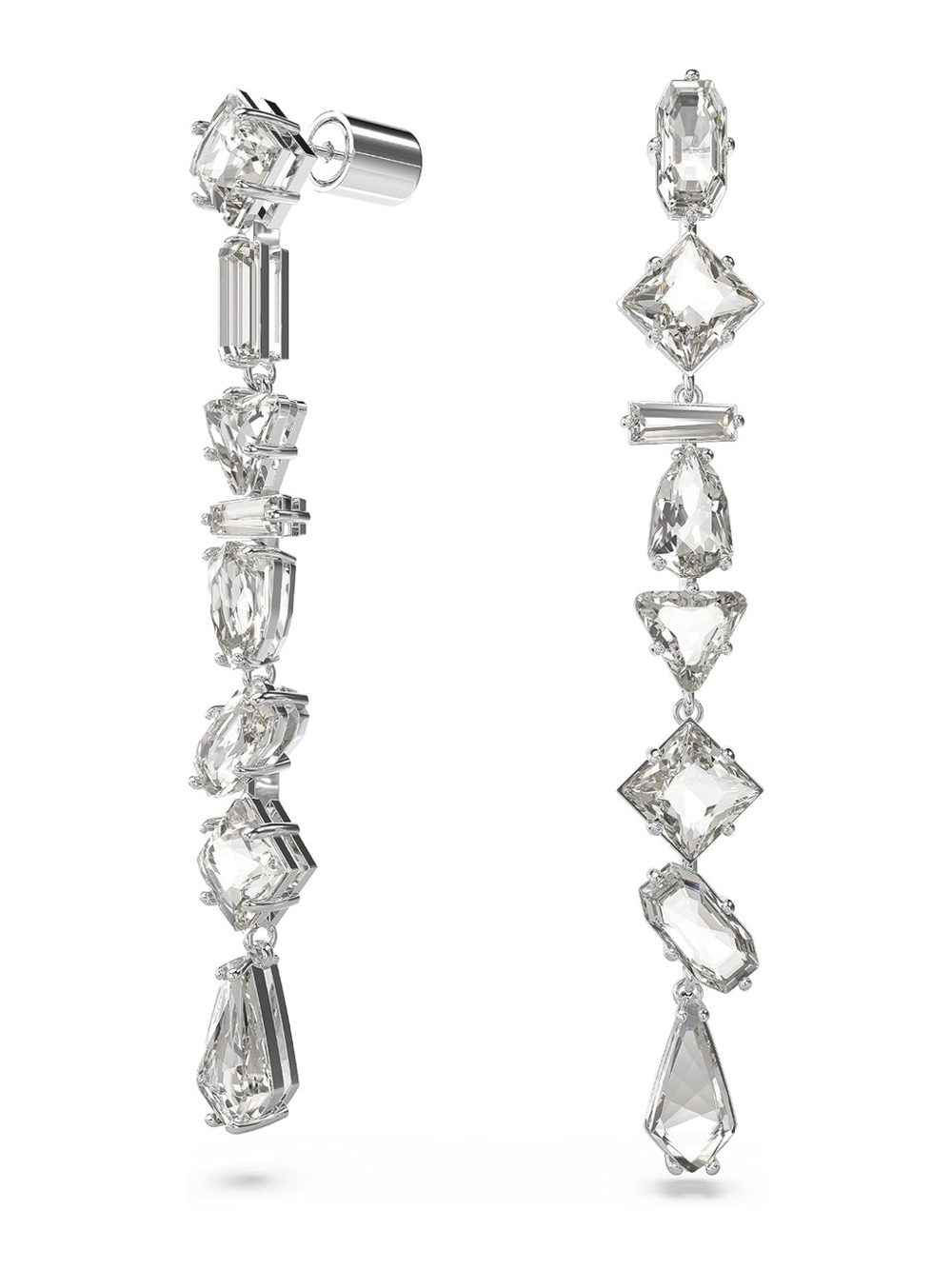 Swarovski Clear Multi-Shape Linear Mesmera Drop Earrings - New - Picture 2 of 8